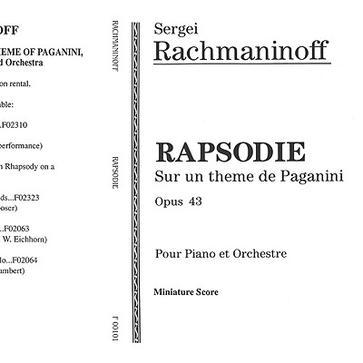 Rapsodie sur un thème de Paganini, opus 43 pour piano et orchestre
