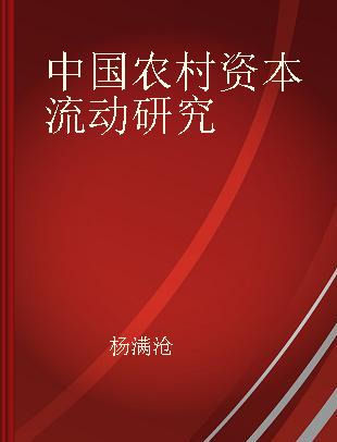 中国农村资本流动研究