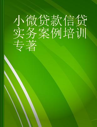 小微贷款信贷实务案例培训