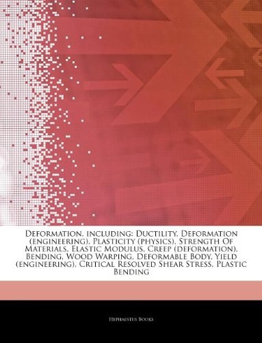 Deformation, Including : ductility, deformation (engineering), plasticity (physics), strength of materials, elastic modulus, creep (deformation), bending, wood warping, deformable body, yield (engineering)， critical resolved shear stress, plastic bending /