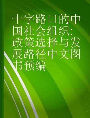 十字路口的中国社会组织 政策选择与发展路径