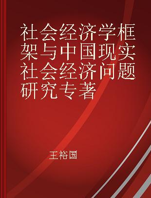 社会经济学框架与中国现实社会经济问题研究