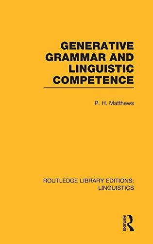 Generative grammar and linguistic competence /