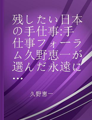 残したい日本の手仕事 手仕事フォーラム久野恵一が選んだ永遠に残したい民藝のかたち