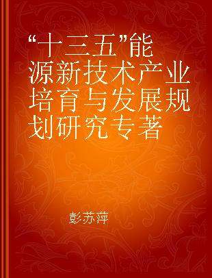 “十三五”能源新技术产业培育与发展规划研究