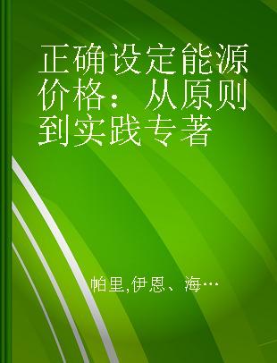 正确设定能源价格 从原则到实践 from principle to practice