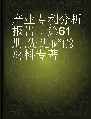 产业专利分析报告 第61册 先进储能材料