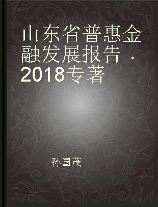 山东省普惠金融发展报告 2018 2018
