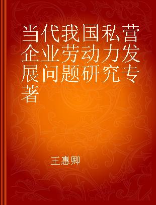 当代我国私营企业劳动力发展问题研究