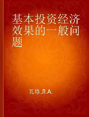 基本投资经济效果的一般问题